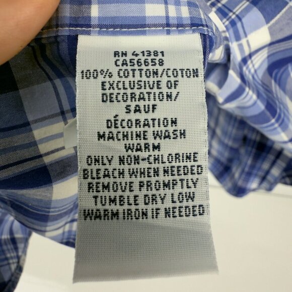 RALPH LAUREN Classic Plaid Short Sleeves Blue & White Button Down Shirt Size L - Picture 5 of 7